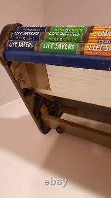 Vintage Life Savers Large 3 Tier Store Display Case Tin & Plastic 29X15X9