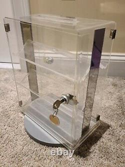 Vintage Lucite Store Counter Top Locking Pocket Watch Rotating Base Display Case