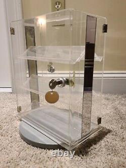 Vintage Lucite Store Counter Top Locking Pocket Watch Rotating Base Display Case