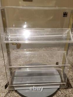 Vintage Lucite Store Counter Top Locking Pocket Watch Rotating Base Display Case