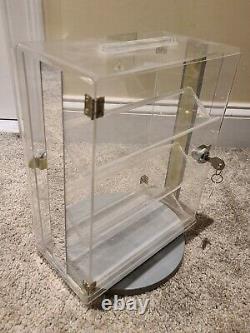 Vintage Lucite Store Counter Top Locking Pocket Watch Rotating Base Display Case