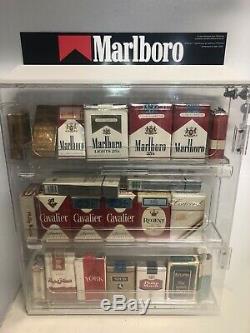 Vintage MARLBORO CIGARETTE pack display case store with Vintage cigarette packs