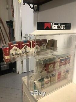 Vintage MARLBORO CIGARETTE pack display case store with Vintage cigarette packs