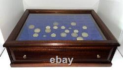 Vintage Multi-Use Glass Top Mahogany Display Tabletop Storage Case Cabinet