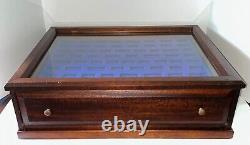 Vintage Multi-Use Glass Top Mahogany Display Tabletop Storage Case Cabinet