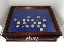 Vintage Multi-Use Glass Top Mahogany Display Tabletop Storage Case Cabinet