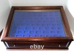 Vintage Multi-Use Glass Top Mahogany Display Tabletop Storage Case Cabinet