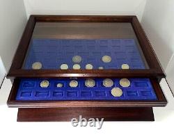 Vintage Multi-Use Glass Top Mahogany Display Tabletop Storage Case Cabinet