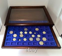 Vintage Multi-Use Glass Top Mahogany Display Tabletop Storage Case Cabinet