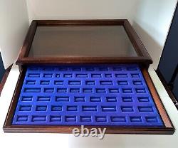 Vintage Multi-Use Glass Top Mahogany Display Tabletop Storage Case Cabinet