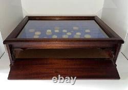 Vintage Multi-Use Glass Top Mahogany Display Tabletop Storage Case Cabinet