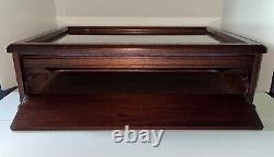 Vintage Multi-Use Glass Top Mahogany Display Tabletop Storage Case Cabinet