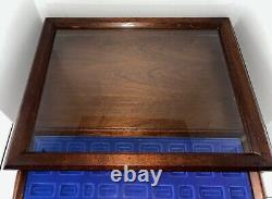 Vintage Multi-Use Glass Top Mahogany Display Tabletop Storage Case Cabinet