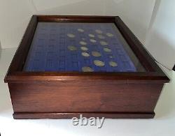 Vintage Multi-Use Glass Top Mahogany Display Tabletop Storage Case Cabinet