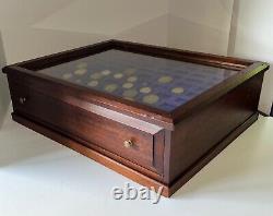 Vintage Multi-Use Glass Top Mahogany Display Tabletop Storage Case Cabinet