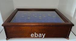 Vintage Multi-Use Glass Top Mahogany Display Tabletop Storage Case Cabinet