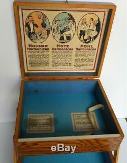 Vintage Oak Accordion Harmonica Merchant Store Display Case Hohner Hotz & Pohl