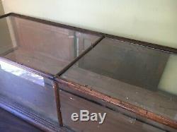 Vintage Oak Showcase Store Counter Glass Display Case