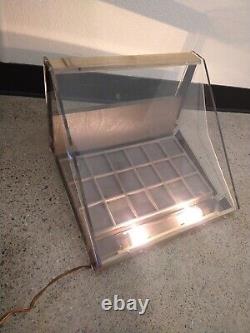 Vintage Plexiglass Lighted Store Display Case For Jewelry Watches Countertop