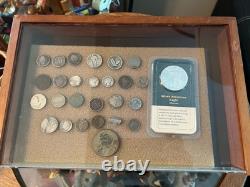 Vintage Pocket Knife Display Case With Storage Space, Wood And Thick Plastic