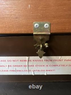 Vintage Pocket Knife Display Case With Storage Space, Wood And Thick Plastic