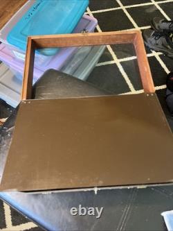 Vintage Pocket Knife Display Case With Storage Space, Wood And Thick Plastic