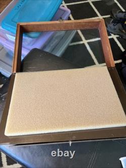 Vintage Pocket Knife Display Case With Storage Space, Wood And Thick Plastic