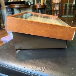 Vintage Pocket Knife Display Case With Storage Space, Wood And Thick Plastic