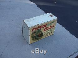 Vintage Putnam Dyes Tin & Wood Cabinet Store Display Case, MONROE DRUG CO
