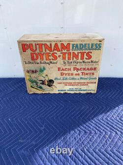 Vintage Putnam Dyes Tin & Wood Cabinet Store Display Case, MONROE DRUG CO