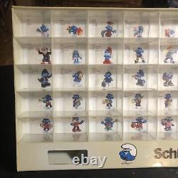 Vintage Schleich The Smurfs Store Display Case Peyo Smurf 50 Figure Table Top