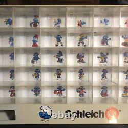 Vintage Schleich The Smurfs Store Display Case Peyo Smurf 50 Figure Table Top