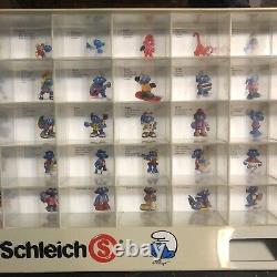 Vintage Schleich The Smurfs Store Display Case Peyo Smurf 50 Figure Table Top