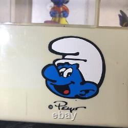 Vintage Schleich The Smurfs Store Display Case Peyo Smurf 50 Figure Table Top