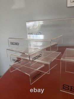 Vintage Seiko Quartz Watch Store Display Case Shelves Lot Of 9 Hard Plastic