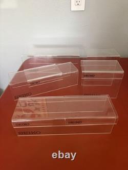 Vintage Seiko Quartz Watch Store Display Case Shelves Lot Of 9 Hard Plastic