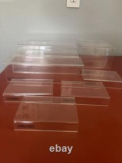 Vintage Seiko Quartz Watch Store Display Case Shelves Lot Of 9 Hard Plastic