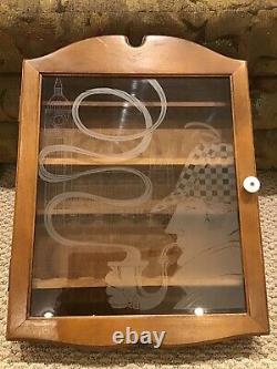 Vintage Sherlock Holmes Glass Decor Wooden Pipe Display Storage Cabinet/Case
