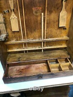 Vintage Stanley Wood Roll Top Store Display Tool Case