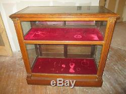 Vintage Store Display Case Solid Red Oak Hand Carved Large Case For Collectables