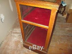 Vintage Store Display Case Solid Red Oak Hand Carved Large Case For Collectables