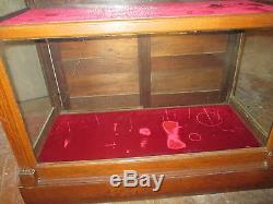 Vintage Store Display Case Solid Red Oak Hand Carved Large Case For Collectables