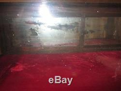 Vintage Store Display Case Solid Red Oak Hand Carved Large Case For Collectables