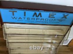 Vintage TIMEX Waterproof Watch Store Merchandise Countertop Display Case