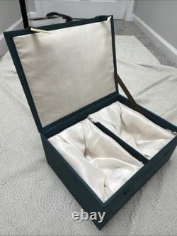 Vintage Textured Green Display Case With 2 White Silk-Lined Compartments 12x1 0