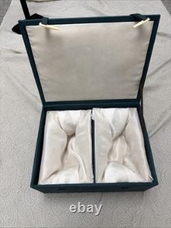 Vintage Textured Green Display Case With 2 White Silk-Lined Compartments 12x1 0