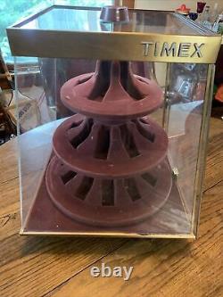 Vintage Timex Watch Counter Top Rotating Spinning Store Display Case