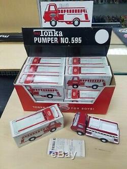 Vintage Tiny Tonka Fire Pumper 595 Store Display Case 12 Boxed Tonka Trucks