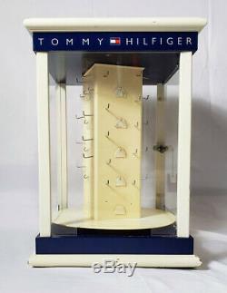 Vintage Tommy Hilfiger Store Counter Display Case 4 Sided Spinning Rotating Key