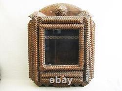 Vintage Tramp Art Wall Cabinet Display Case Rustic Cabin Décor Storage